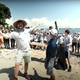 MrBeast and volunteers clean up a beach as part of Team Seas.